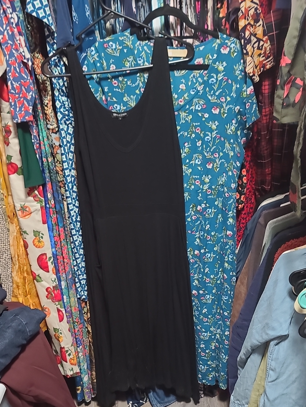 Black Sleeveless Midi Dress Pockets Large Amazon Urban Coco